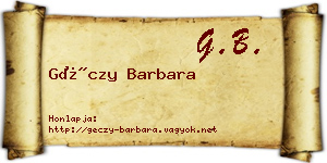 Géczy Barbara névjegykártya