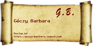 Géczy Barbara névjegykártya